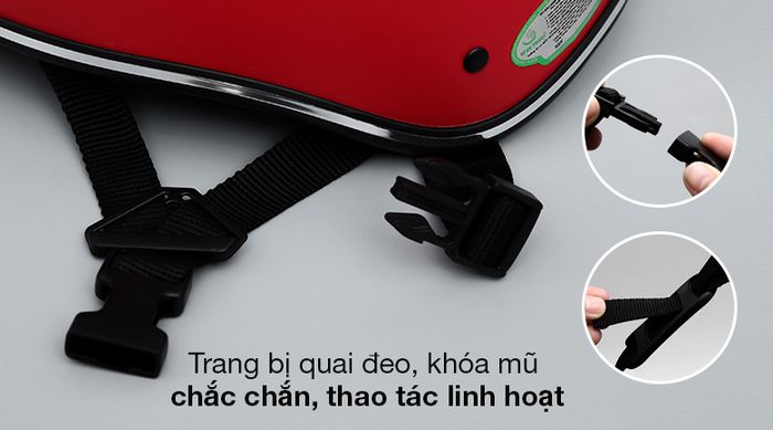 Mũ bảo hiểm nửa đầu size L Delites ATN04 Đỏ mờ - Thiết kế quai đeo, khóa mũ nửa đầu dẻo dai, chắc chắn