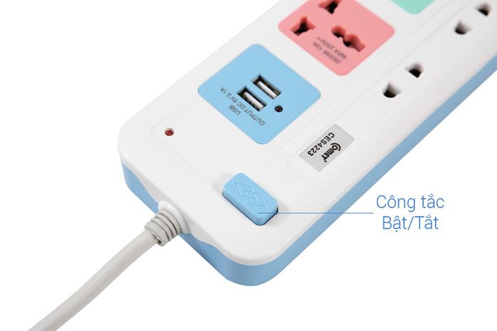 Công tắc nguồn - Ổ cắm điện 2USB 4 lỗ 3m COMET CES4223