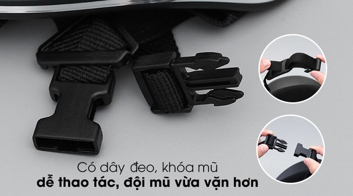 Mũ bảo hiểm 1/2 size M Delites ATN04 - Đội mũ không lỏng hay quá chặt nhờ thiết kế dây đeo thay đổi độ dài linh động