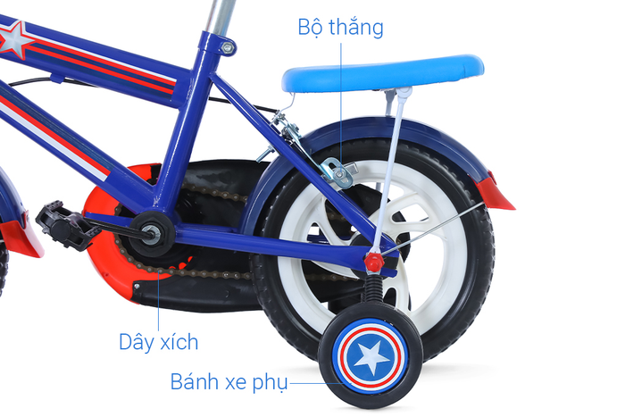 Xe đạp trẻ em Đại Phát Tài Đội Trưởng Mỹ 12 inch - Bánh phụ
