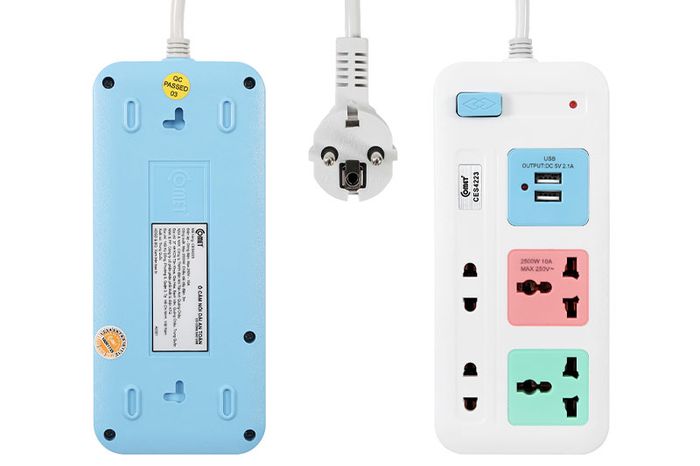 Chất liệu nhựa ABS - Ổ cắm điện 2USB 4 lỗ 3m COMET CES4223