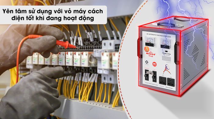 Ổn áp ROBOT 1 Pha 5KVA GR05K140 - Vỏ chống giật điện an toàn