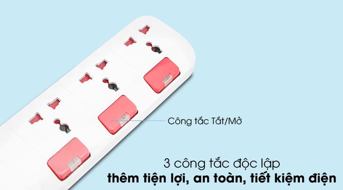 Công tắc độc lập - Ổ cắm điện Sunhouse SHE-OC1-3R