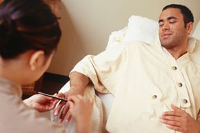 A man at the nail salon