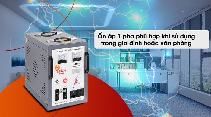 Ổn áp ROBOT 1 Pha 5KVA GR05K140 - Dòng điện 1 pha phù hợp cho gia đình và văn phòng