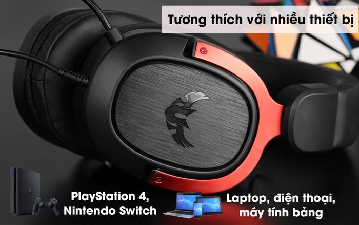 Tai nghe chụp tai Gaming Asus TUF H3 Đen Đỏ - Tương thích với nhiều thiết bị