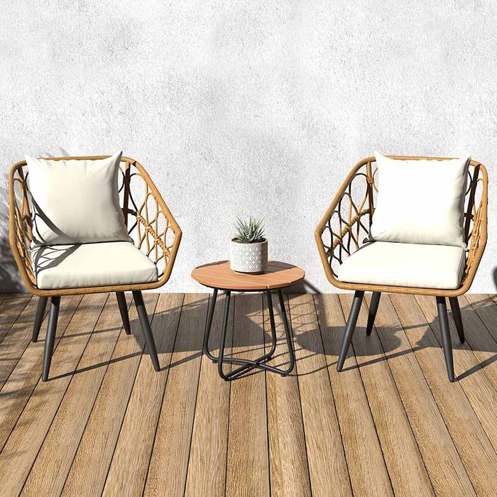 Best early Amazon Basics Prime Day deals: Outdoor All-Weather 3-Piece Woven Faux Rattan Chair Set with Cushions