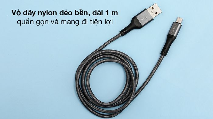 Cáp Micro 1m Xmobile DR-M02 - Vẻ ngoài đơn giản, chiều dài 1 m tiện dụng