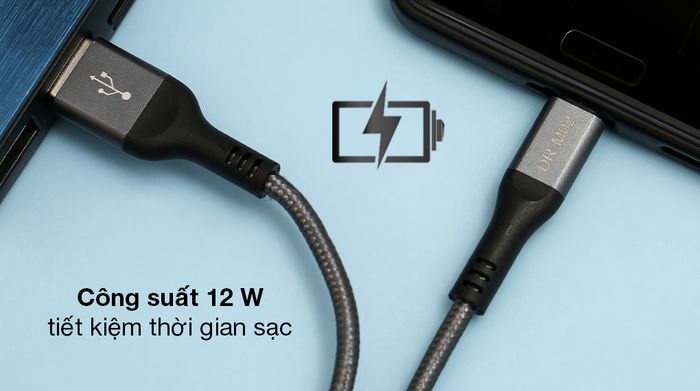 Cáp Micro 1m Xmobile DR-M02 - Công suất 12 W tiết kiệm thời gian sạc