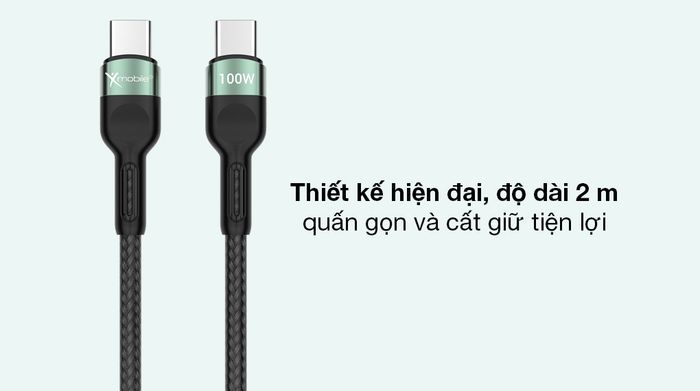 Cáp Type C- Type C 2m Xmobile TCS2000 - Vẻ ngoài tinh giản, gọn nhẹ