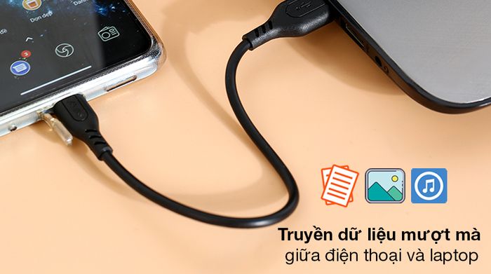 Cáp Type C 20cm AVA+ DS06CB-TB - Sao chép các tập tin, album ảnh, phim qua lại giữa điện thoại và laptop mượt mà