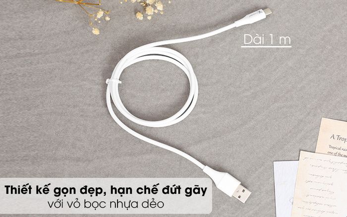 Cáp Type C 1m Xmobile TC27-1000 Trắng - Kiểu dáng đơn giản
