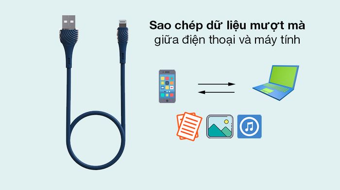 Cáp Lightning 1m Hydrus CS-C-021 - Sao chép hình ảnh, video, tập tin giữa điện thoại và máy tính mượt mà với đường truyền ổn định