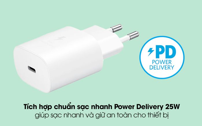 Adapter Sạc Type C PD 25W Samsung EP-TA800NW - Rút ngắn thời gian sạc với Power Delivery