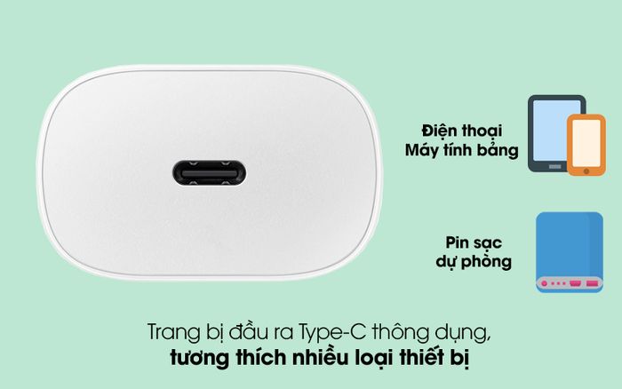 Adapter Sạc Type C PD 25W Samsung EP-TA800NW - Hỗ trợ chuẩn Type-C thông dụng
