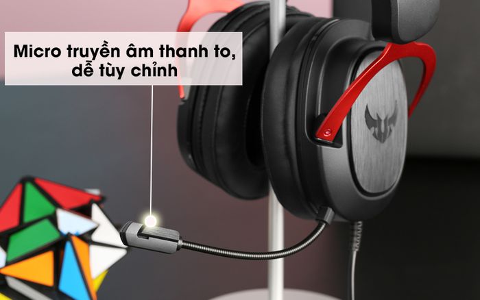 Tai nghe chụp tai Gaming Asus TUF H3 Đen Đỏ - Micro tai nghe Asus kiểu lò xo dễ điều chỉnh