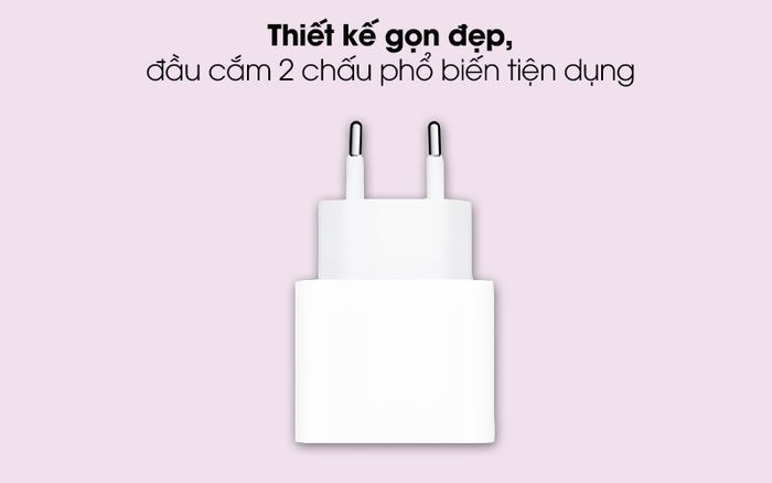 Adapter Sạc Type C 20W dùng cho iPhone/iPad Apple MHJE3 Trắng - Màu trắng thanh lịch, thiết kế tinh tế, dễ dàng cất giữ và mang đi