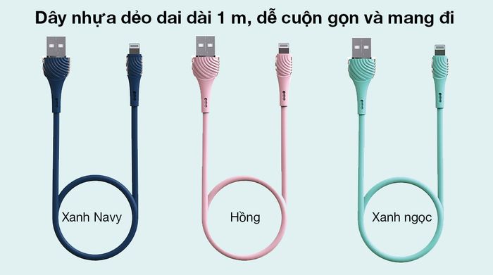 Cáp Lightning 1m Hydrus CS-C-021 - Vỏ dây nhựa chắc chắn, độ dài 1 m, dễ cuộn gọn và mang theo bên mình mọi lúc