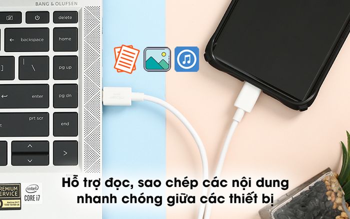 Cáp Type C - Type C 2m Mbest DS076X Trắng - Các tập tin, bộ hình, phim ảnh thoải mái truyền tải qua cáp sạc với khả năng chuyển đổi mượt mà