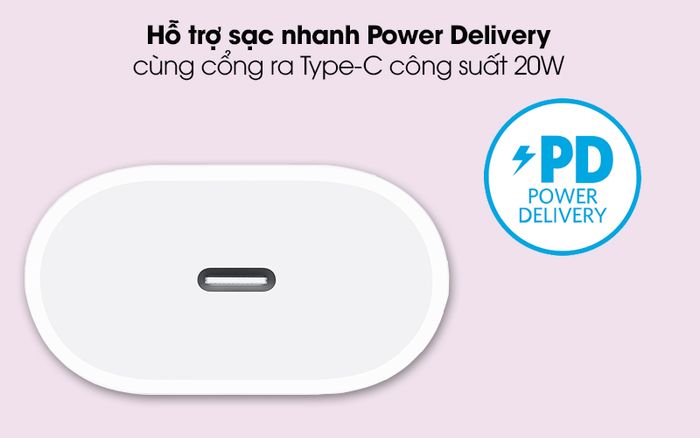 Adapter Sạc Type C 20W dùng cho iPhone/iPad Apple MHJE3 Trắng - Hỗ trợ sạc nhanh Power Delivery cùng nguồn ra Type-C 20W