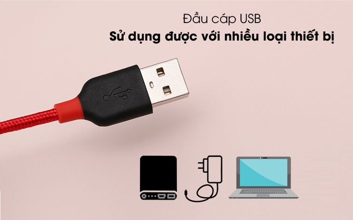 Kết nối USB - Cáp Lightning 1m Xmobile DR-L001X Đỏ đen
