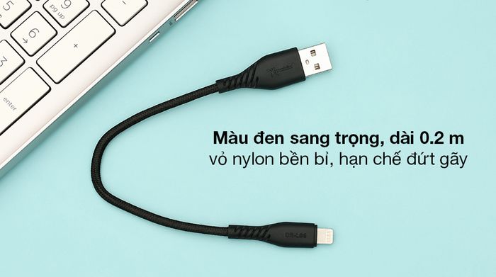 Cáp Lightning 20cm Xmobile DR-L06 - Thiết kế năng động với chiều dài dây bọc nylon 0.2 m