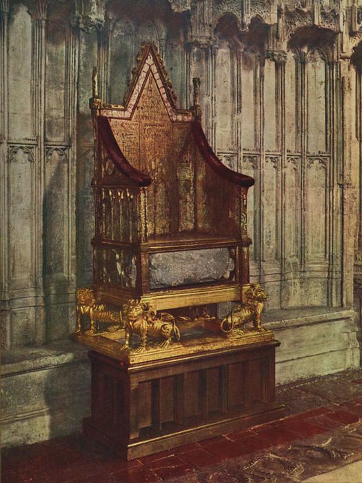 The Stone of Scone alongside the Coronation Chair.