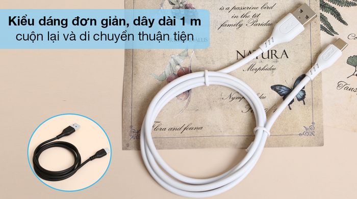 Cáp Type C AVA+ DS07 - Thiết kế hiện đại, dây dài 1 m