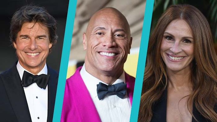 Tom Cruise, Dwayne 'The Rock' Johnson, and Julia Roberts.
