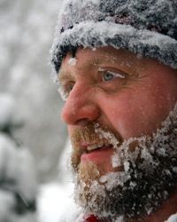 a man covered in snow