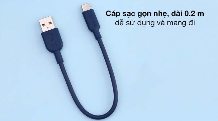 Cáp Type C 20cm AVA+ DR-T03 - Vẻ ngoài tinh giản, màu xanh Navy và xám đẹp mắt