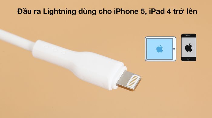 Cáp Lightning 20cm AVA+ Kalf - Đầu vào Lightning 5V - 2.4A