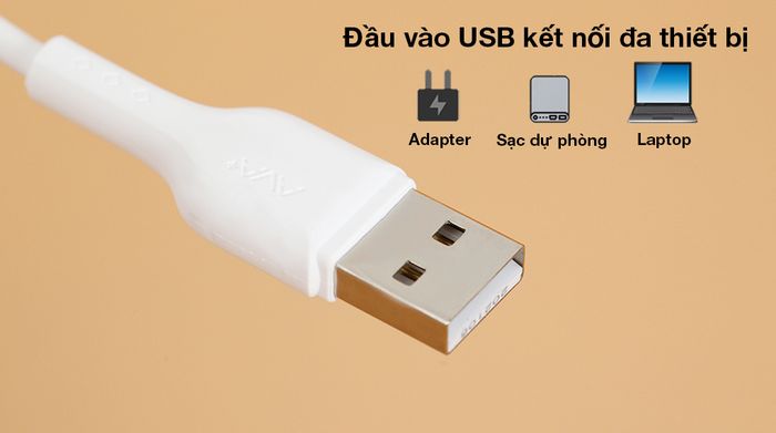 Cáp Lightning 20cm AVA+ Kalf - Làm việc được với nhiều thiết bị cùng jack cắm USB