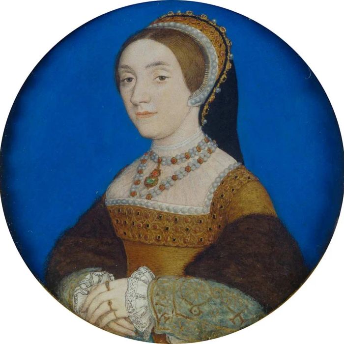 A portrait by Hans Holbein the Younger, believed to be of Catherine Howard, circa 1540. | Royal Collection, Wikimedia Commons // Public Domain