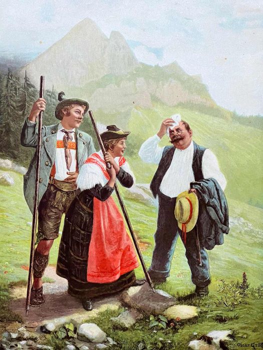 A depiction of 19th-century German hikers.