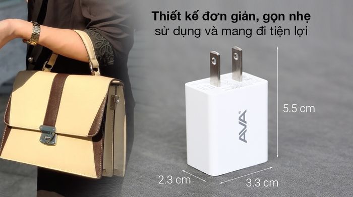 Adapter Sạc AVA+ ASUC01 - Kết cấu chắc chắn, nhỏ, nhẹ, tiện mang theo đến mọi nơi