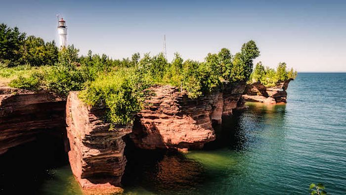 The Devil's Island lighthouse, located in the Apostle Islands of Lake Superior.