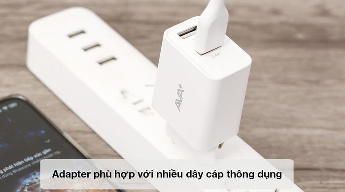 Adapter Sạc 2.4A Dual AVA+ DS020B - Phù hợp nhiều loại cáp