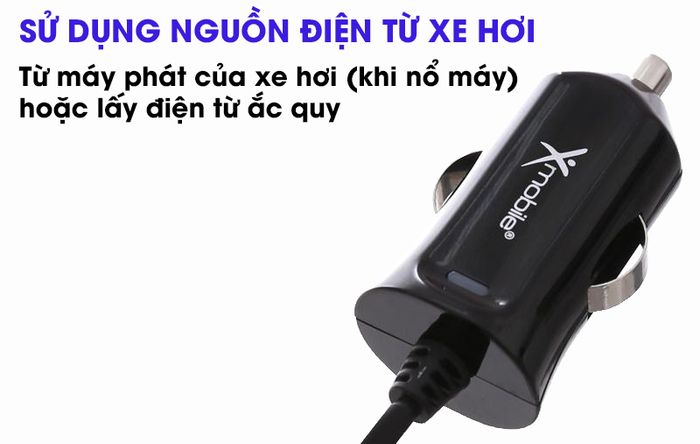 Sạc xe hơi Type C 2.4A 1m Xmobile DS196-WB Đen
