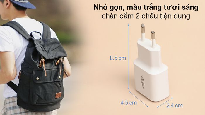 Adapter Sạc AVA+ DS017A-TB - Màu trắng thanh lịch, kích thước nhỏ gọn
