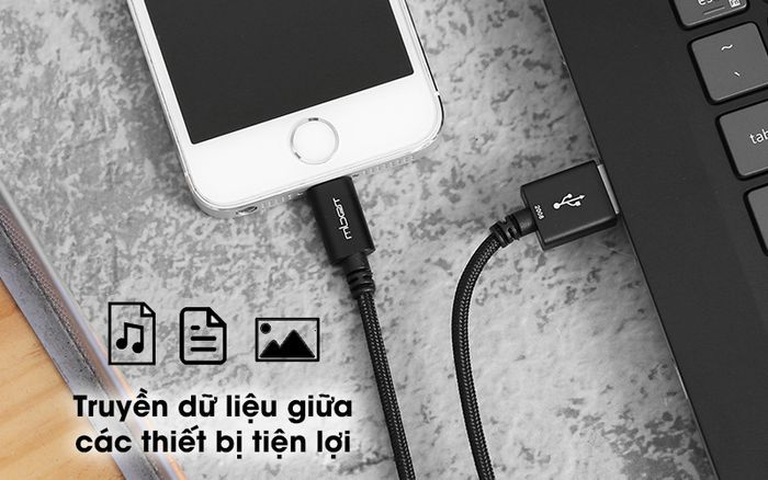 Cáp Lightning MFI 1m Mbest DS949-WB/ DS950-WB - Trao đổi các hình ảnh, video, tài liệu giữa với đường truyền ổn định