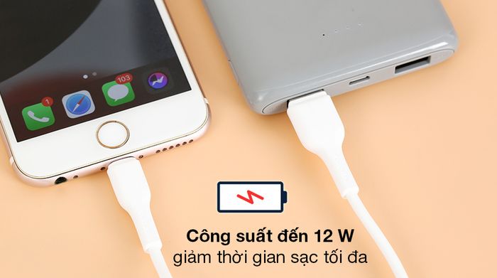 Cáp Lightning 20cm AVA+ Kalf - Tốc độ sạc mạnh mẽ với dòng sạc lớn 12 W
