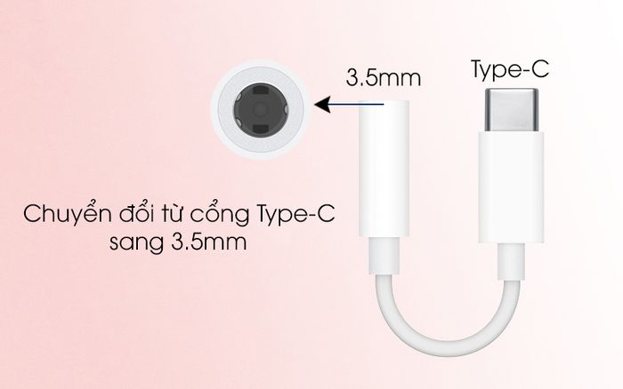 Cáp chuyển đổi Type C sang 3.5mm Apple MU7E2 Trắng chuyển đổi từ cổng Type C sang 3.5mm dễ dàng