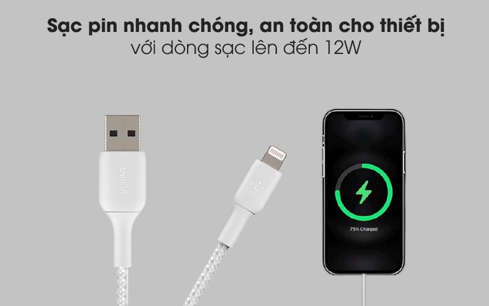 Sạc nhanh - Cáp Lightning MFI 2m Belkin CAA002