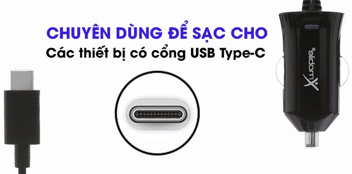 Sạc xe hơi Type C 2.4A 1m Xmobile DS196-WB Đen