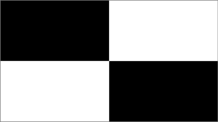 An illustration of a black and white quartered beach flag