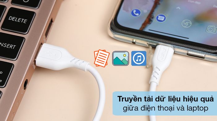 Cáp Type C AVA+ DS07 - Truyền tải danh sách nhạc, hình ảnh, tập tin từ điện thoại qua laptop, PC và ngược lại mượt mà