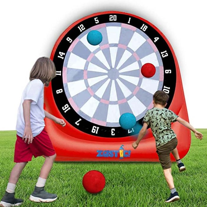 Inflatable kick darts lawn game