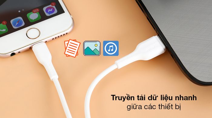 Cáp Lightning 20cm AVA+ Kalf - Truyền tải các dữ liệu giữa điện thoại và laptop với đường truyền ổn định