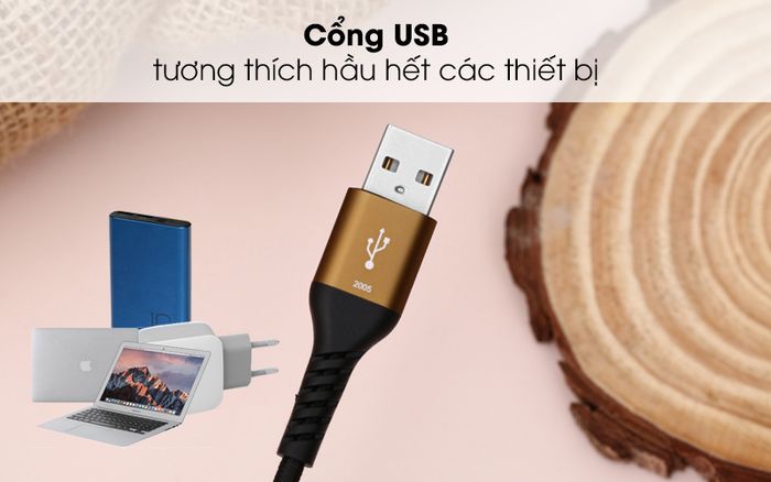 Cổng USB tương thích được cho hầu hết các thiết bị - Cáp Type C 2m Mbest DS463X-WB Đen
